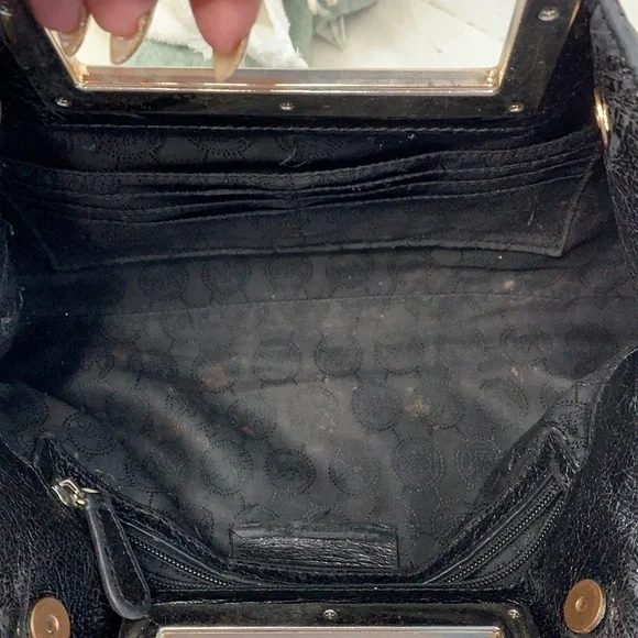 Michael Kors shinny black leather night out bag